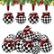 12 Pieces Black and White Winter Balls Black and White Checkered Ball Ornament Farmhouse Christmas Hanging balls Ornaments with Buffalo Check Bow Christmas Tree Decor for Home
